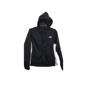 4092)The North Face Women Hyvent Black White Full Zip Waterproof Hooded Jacket S